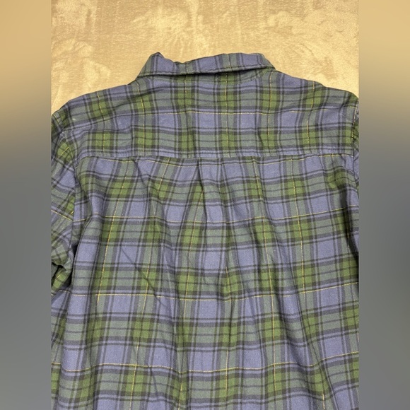 J.Crew Factory Soft Flannel Lightweight Plaid Blue Green Pocket Tunic Top Small - Picture 10 of 15